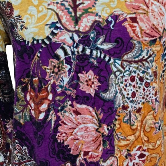 Chico's Floral Patchwork Vibes V-Neck 3/4 Sleeve Tunic Size 0 Small - Picture 4 of 8